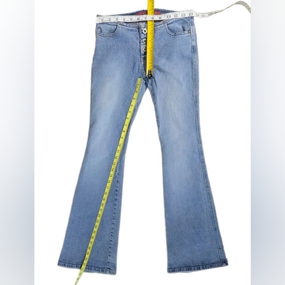 Vintage Super Low Rise Flare Exposed Button Fly Y2K Guess Jeans - Picture 4 of 10